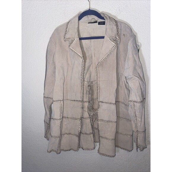Outbrook Leather JACKET western 1X 16W-18W Patchwork Hippie Boho country - Picture 1 of 15